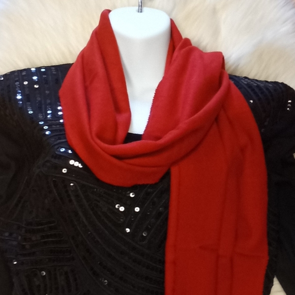 Red Pashmina Cashmere Feel Winter Scarf - Picture 5 of 15